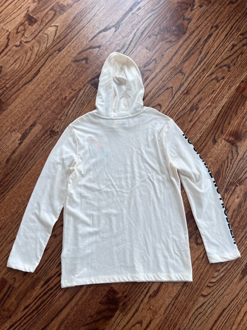Old Navy Cream Hooded Graphic Long Sleeve Tee Size L 10/12 - Picture 6 of 6